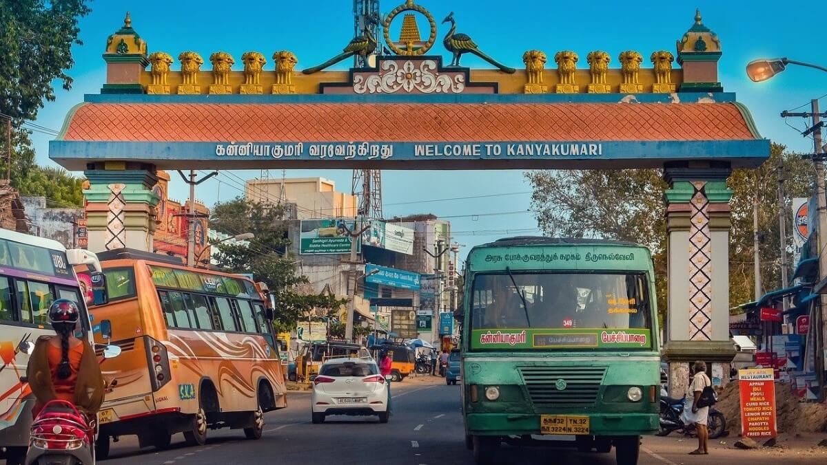 The city center of Kanyakumari in India