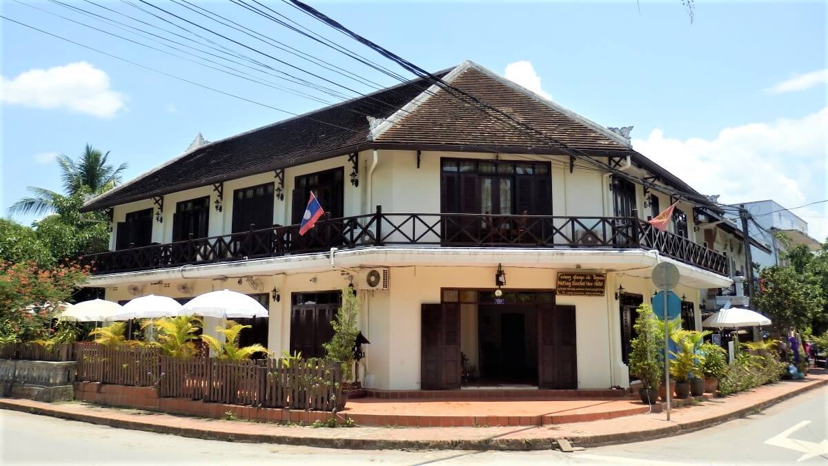 French colonial houses in the center of town, Laos