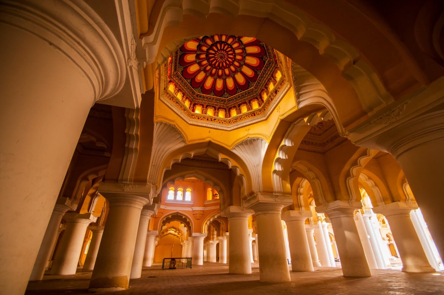 The Thirumalai Nayak Palace in Madurai, India
